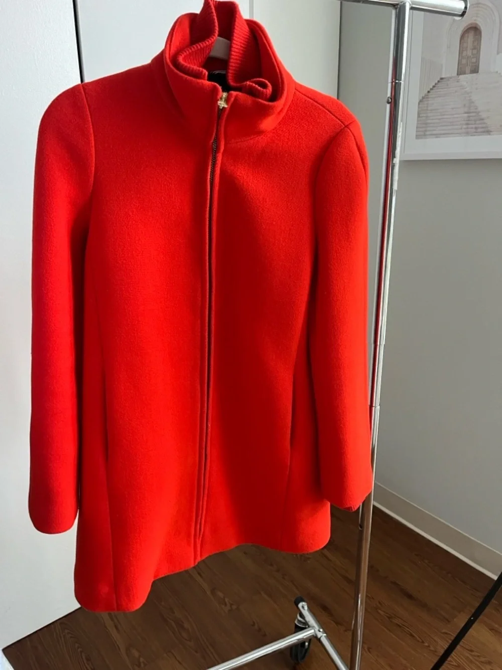 J. Crew Red Zip Front Italian Wool Jacket size 4 - Picture 1 of 3